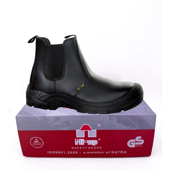 Black Color Leather Upper Oil and Slip Resist Steel Toe Safety Shoes